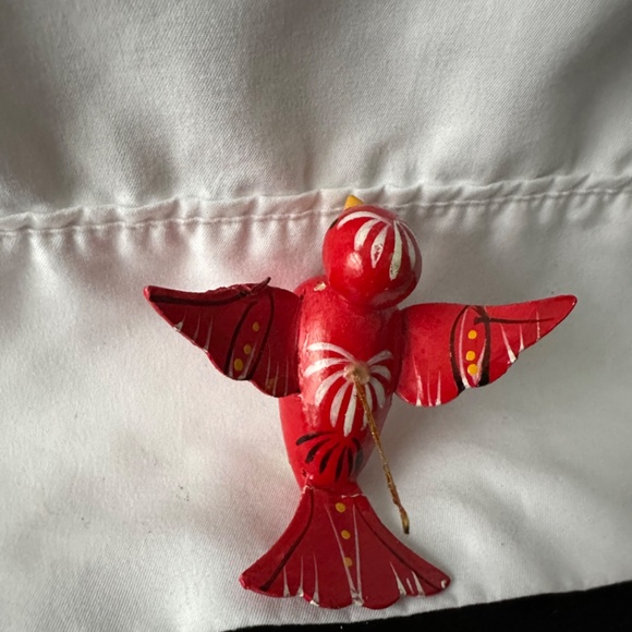 Vintage 1950’s wooden red bird clip ornament - Picture 3 of 4